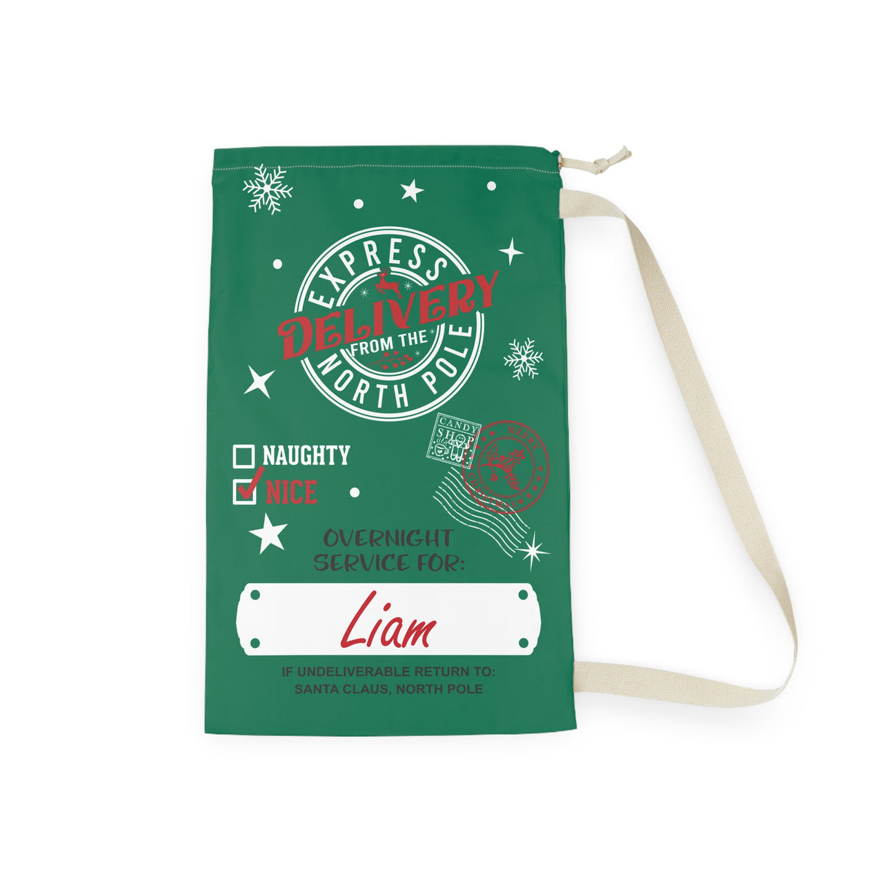 Personalized Green Santa's Sack - North Pole Express Delivery - CHILD DECOR LLC