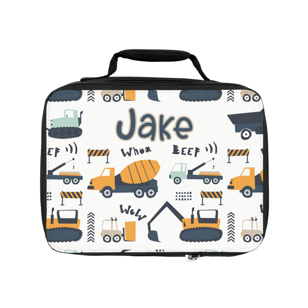 Personalized Boy Construction Vehicles Kids Lunch Bag - CHILD DECOR LLC