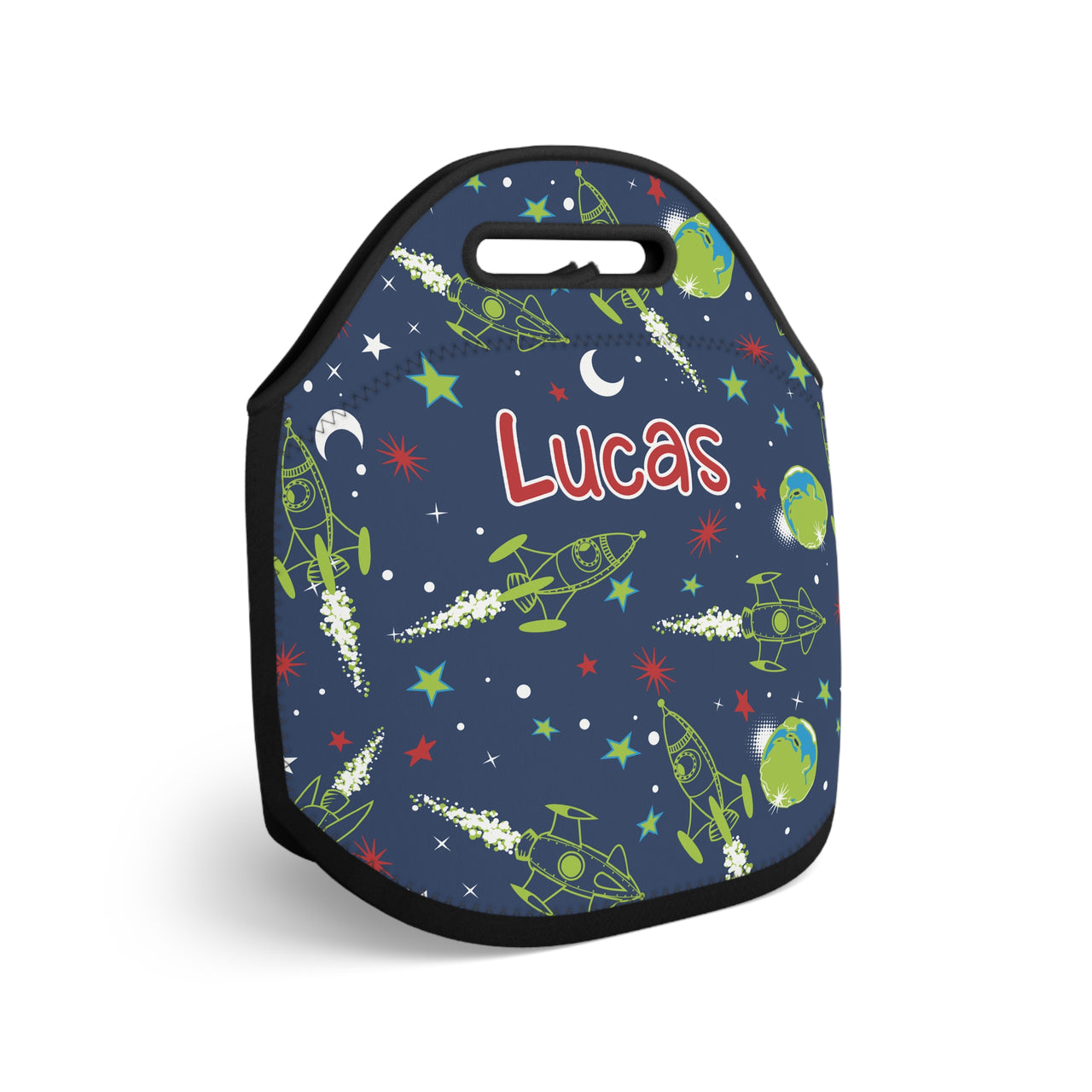 Personalized Boy Space Ships Neoprene Kids Lunch Bag - CHILD DECOR LLC