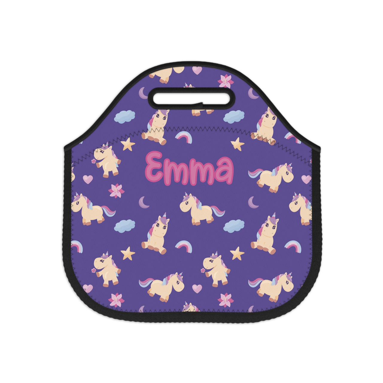 Personalized Girl Cute Unicorns Neoprene Kids Lunch Bag - CHILD DECOR LLC