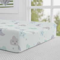 Thumbnail for Baby Unisex Mint Moons & Stars Changing Pad Cover - CHILD DECOR LLC
