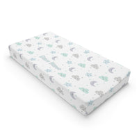 Thumbnail for Baby Unisex White & Mint Moons & Stars Changing Pad Cover - CHILD DECOR LLC