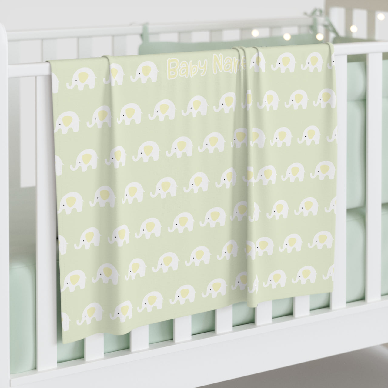 Personalized Cute Baby Unisex Green Elephants Swaddle Blanket - CHILD DECOR LLC