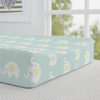 Thumbnail for Baby Unisex Cute Mint Elephants Changing Pad Cover - CHILD DECOR LLC