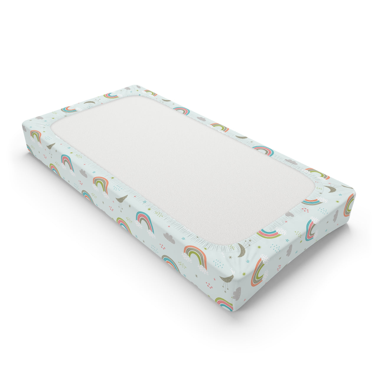 Baby Unisex Mint Rainbows Changing Pad Cover - CHILD DECOR LLC