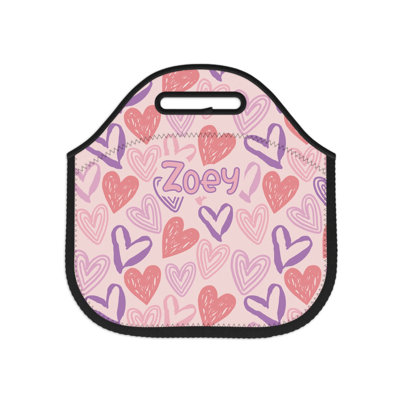 Personalized Girl Hearths Neoprene Kids Lunch Bag - CHILD DECOR LLC