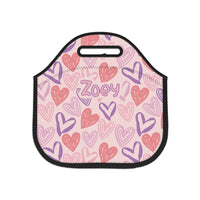 Thumbnail for Personalized Girl Hearths Neoprene Kids Lunch Bag - CHILD DECOR LLC
