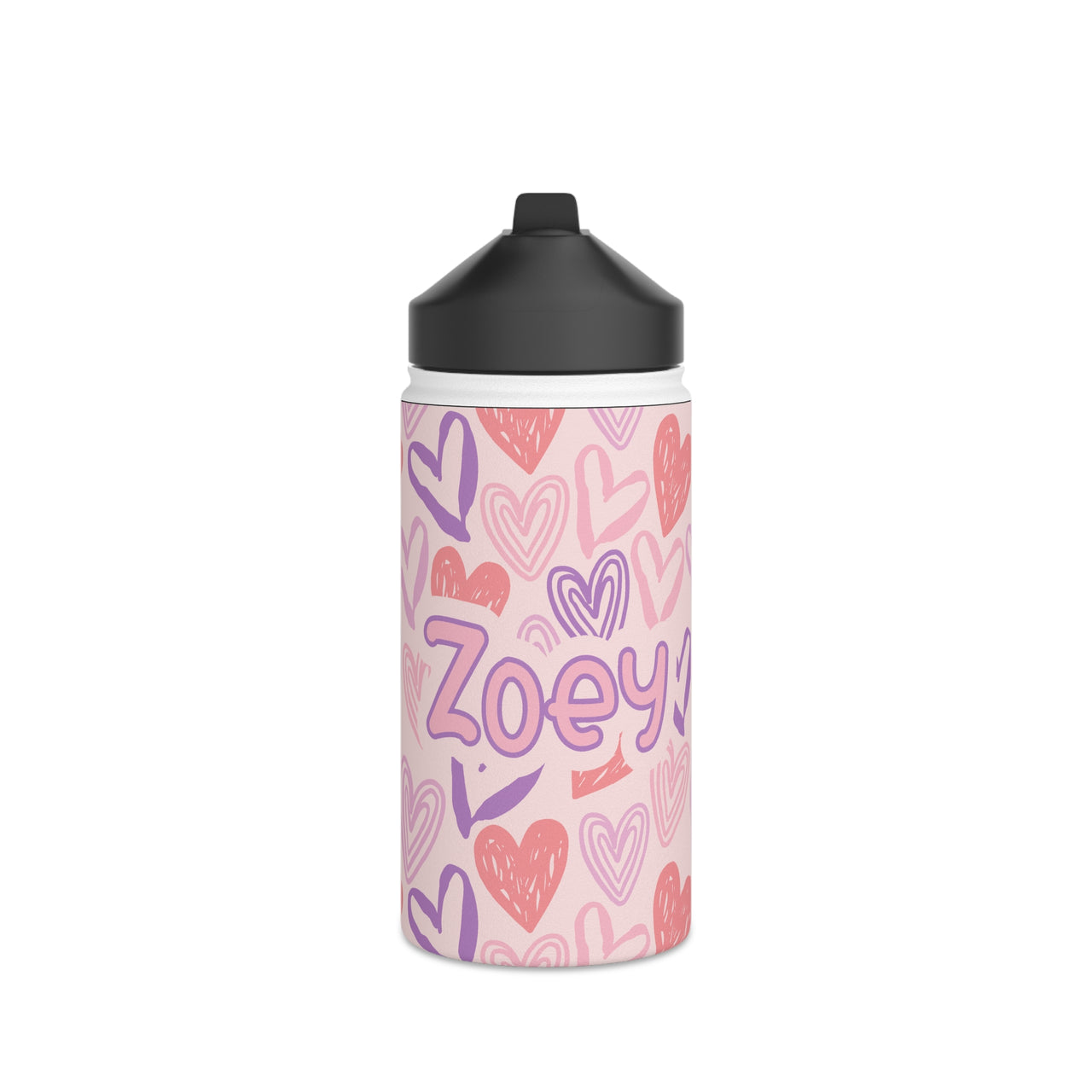 Personalized Girl Hearths 12oz. Kid Water Bottle - CHILD DECOR LLC