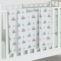 Thumbnail for Personalized Cute Baby Unisex Green Whales Swaddle Blanket - CHILD DECOR LLC