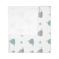 Thumbnail for Personalized Cute Baby Unisex White & Green Whales Swaddle Blanket - CHILD DECOR LLC