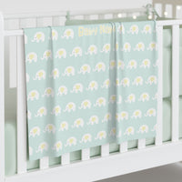 Thumbnail for Personalized Cute Baby Unisex Mint Elephants Swaddle Blanket - CHILD DECOR LLC