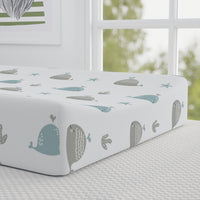 Thumbnail for Baby Unisex Cute Green Whales Changing Pad Cover - CHILD DECOR LLC