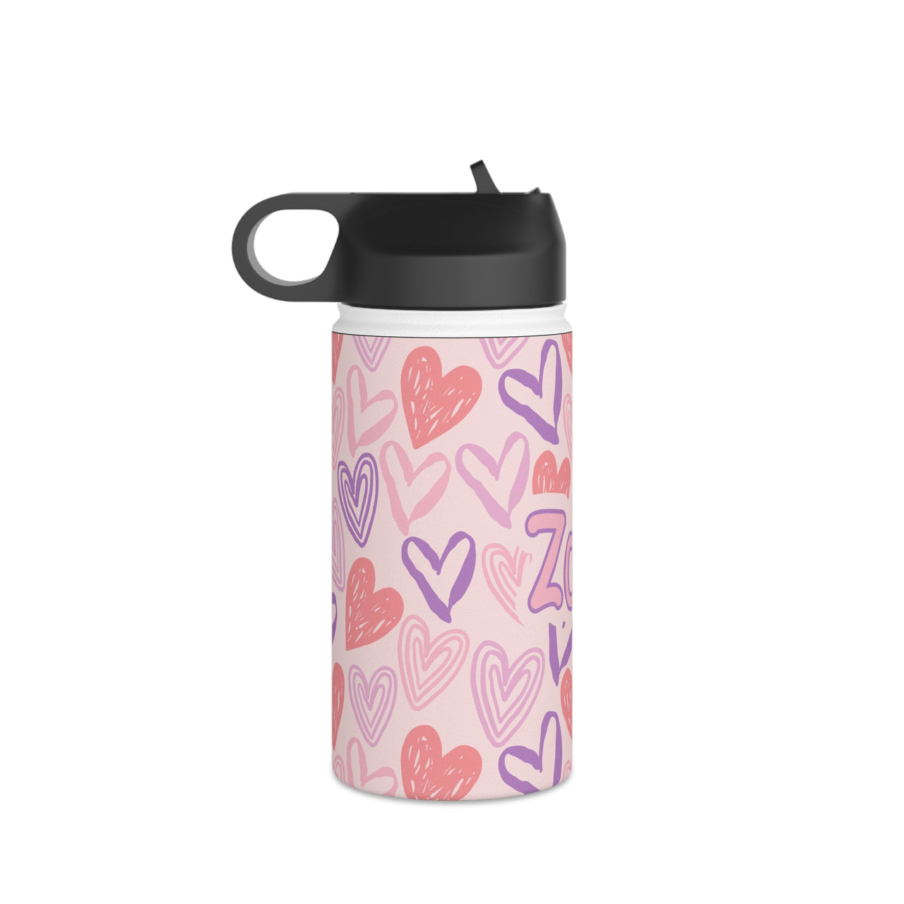 Personalized Girl Hearths 12oz. Kid Water Bottle - CHILD DECOR LLC