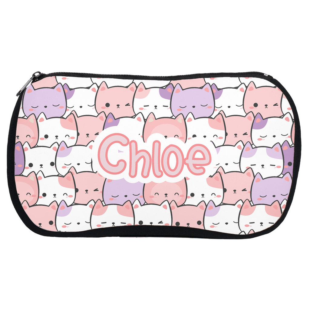 Personalized Girl Cute Kitties Neoprene Kid Pencil Case - CHILD DECOR LLC