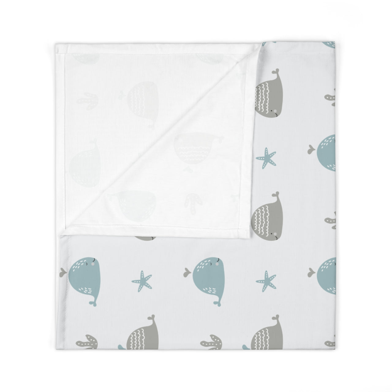 Personalized Cute Baby Unisex Green Whales Swaddle Blanket - CHILD DECOR LLC
