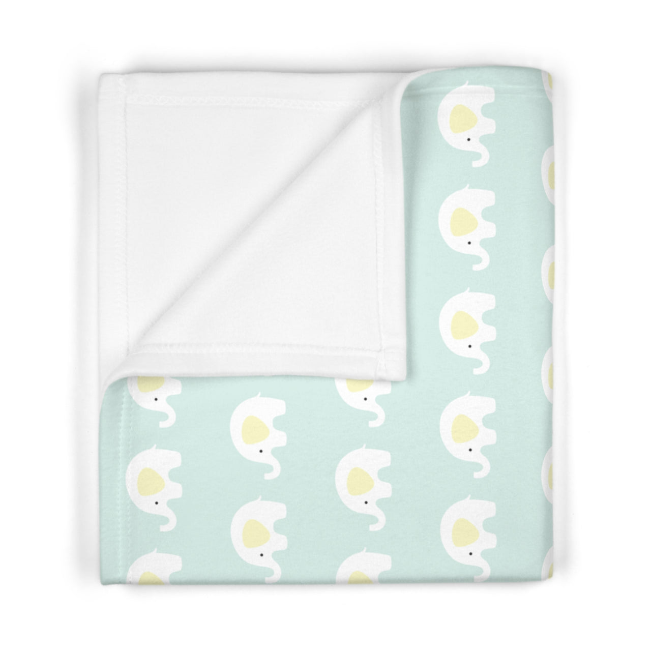 Personalized Cute Baby Unisex Mint Elephants Soft Fleece Blanket - CHILD DECOR LLC