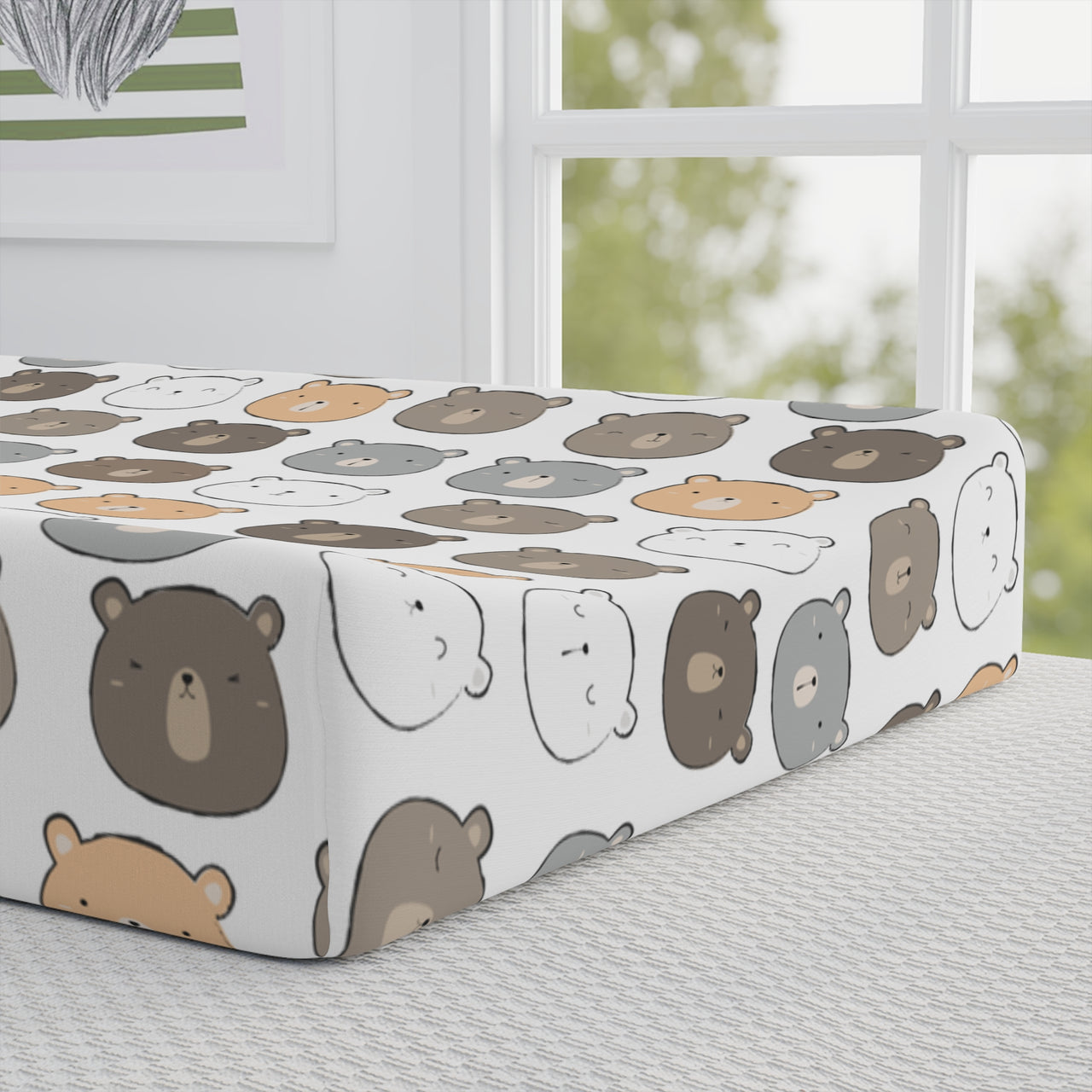 Baby Unisex White & Brown Cute Bears Changing Pad Cover - CHILD DECOR LLC