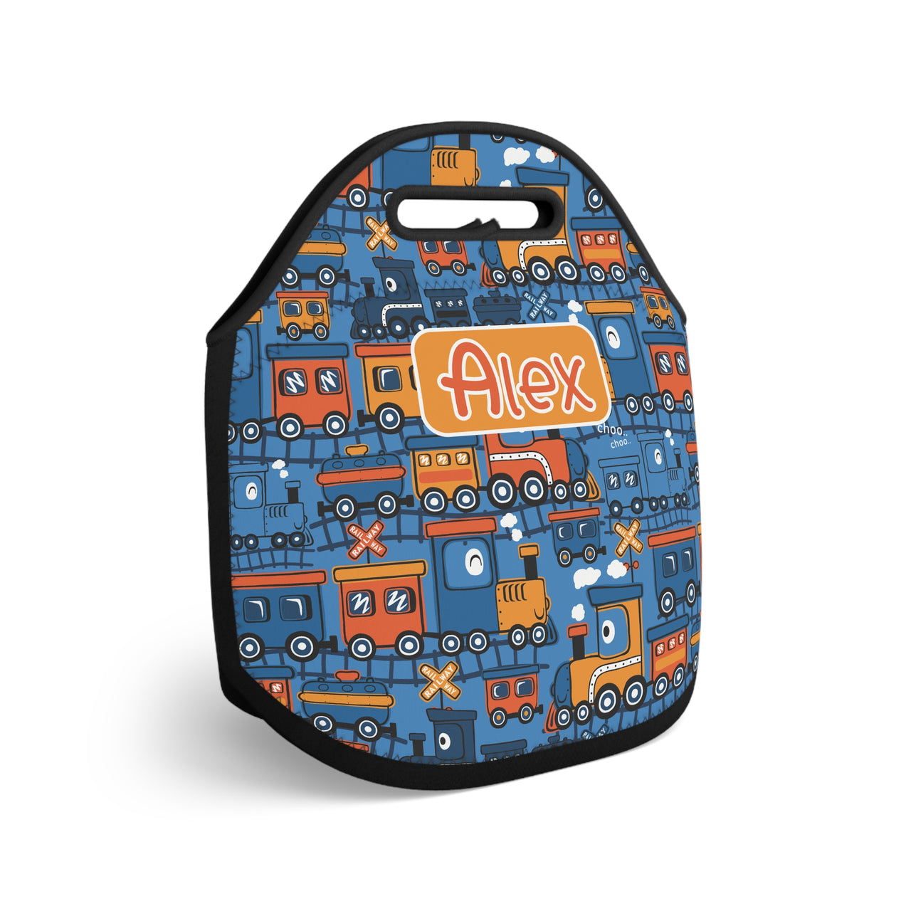 Personalized Boy Trains Neoprene Kids Lunch Bag - CHILD DECOR LLC