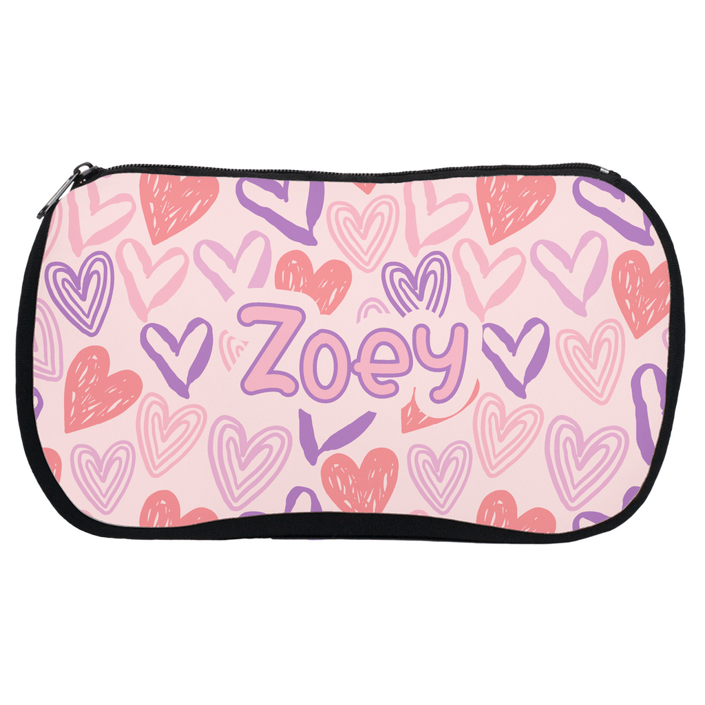 Personalized Girl Hearths Neoprene Kid Pencil Case - CHILD DECOR LLC