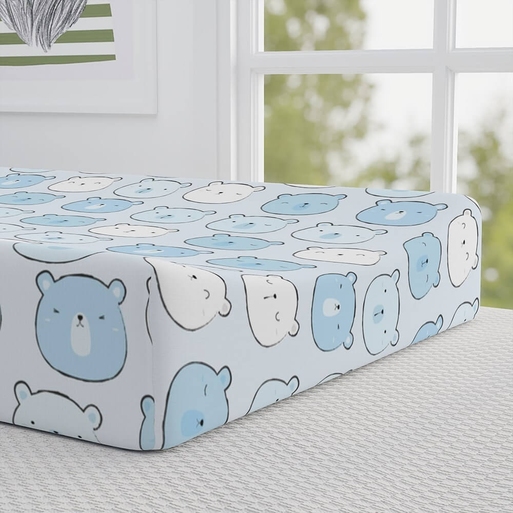 Personalized Cute Baby Boy Blue Bears Changing Pad Cover - CHILD DECOR LLC