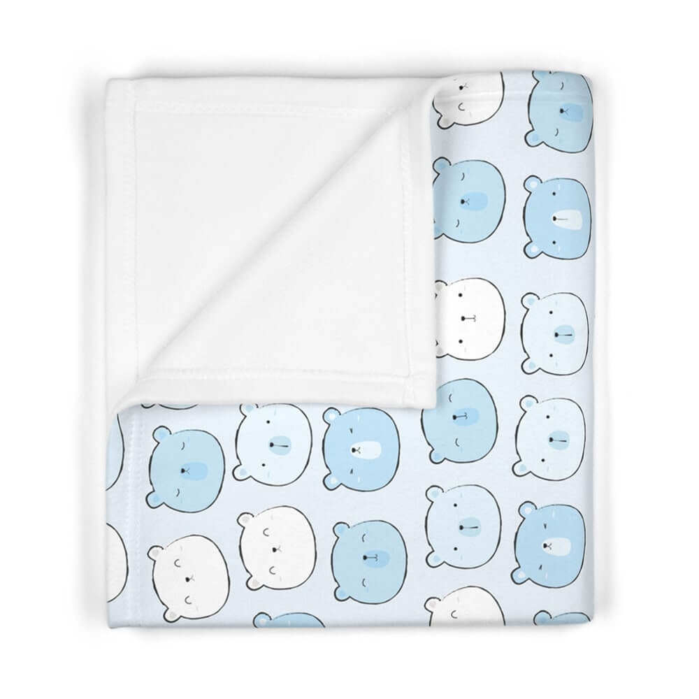 Personalized Cute Baby Boy Blue Bears Soft Fleece Blanket - CHILD DECOR LLC