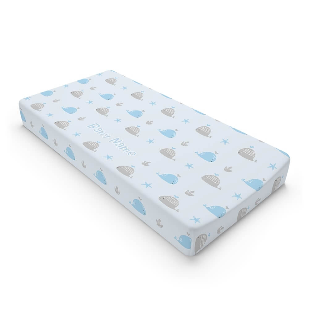 Personalized Cute Baby Boy Blue Whales Changing Pad Cover - CHILD DECOR LLC