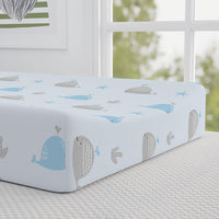 Thumbnail for Personalized Cute Baby Boy Blue Whales Changing Pad Cover - CHILD DECOR LLC