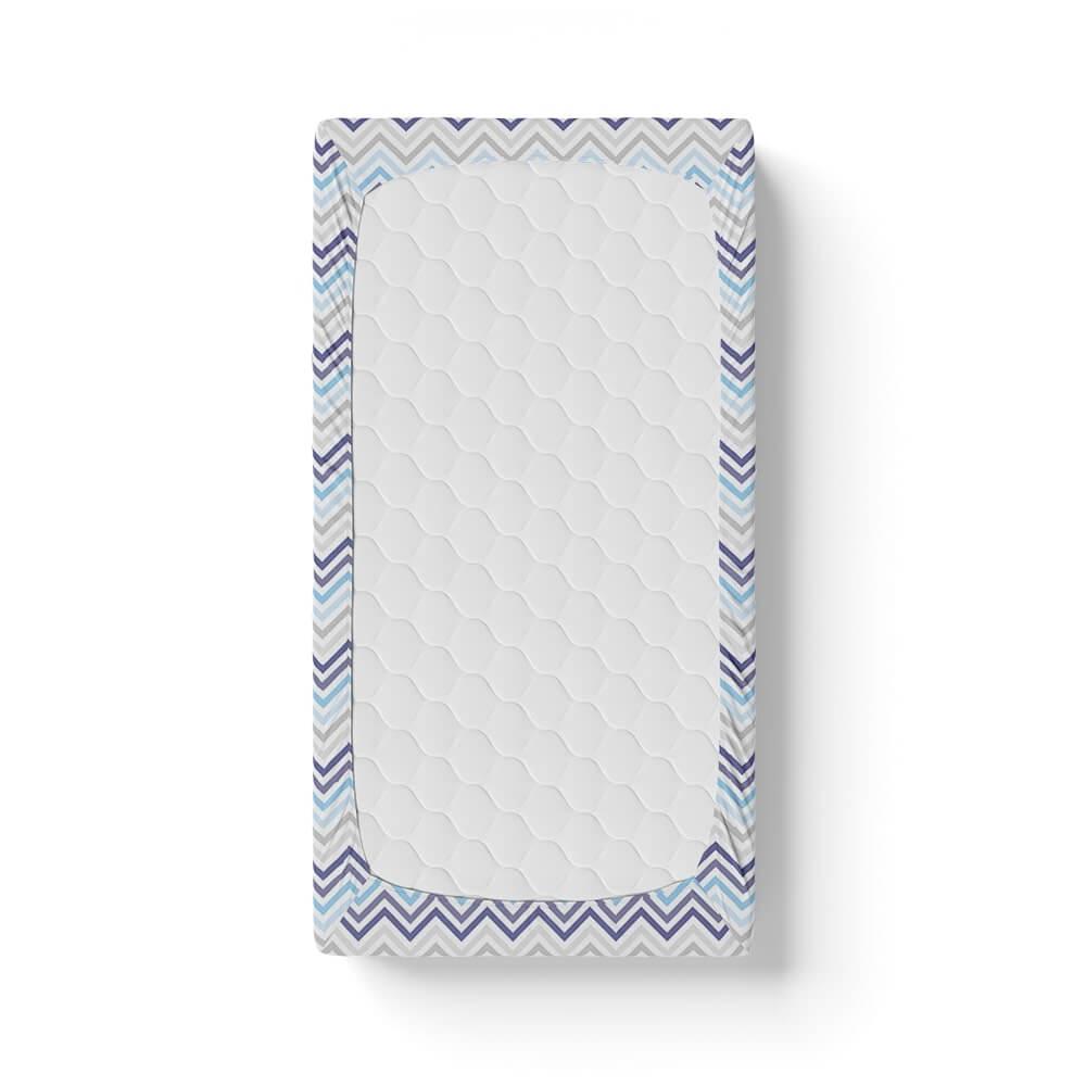 Personalized Cute Baby Boy Blue & Gray Chevron Fitted Crib Sheet - CHILD DECOR LLC