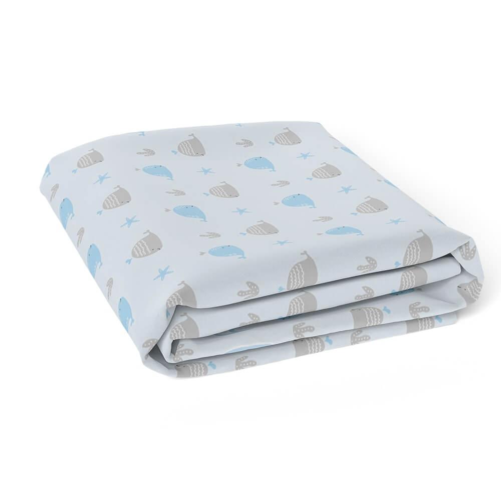 Personalized Cute Baby Boy Blue & Grey Whales Fitted Crib Sheet - CHILD DECOR LLC