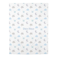 Thumbnail for Personalized Cute Baby Boy White & Blue Moons & Stars Swaddle Blanket - CHILD DECOR LLC