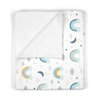 Thumbnail for Personalized Cute Baby Boy White & Blue Rainbows Soft Fleece Blanket - CHILD DECOR LLC