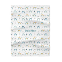 Thumbnail for Personalized Cute Baby Boy White & Blue Rainbows Soft Fleece Blanket - CHILD DECOR LLC