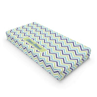 Thumbnail for Personalized Cute Baby Boy Blue & Green Chevron Changing Pad Cover - CHILD DECOR LLC