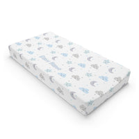 Thumbnail for Personalized Cute Baby Boy White & Blue Moons & Stars Changing Pad Cover - CHILD DECOR LLC