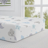 Thumbnail for Personalized Cute Baby Boy White & Blue Moons & Stars Changing Pad Cover - CHILD DECOR LLC