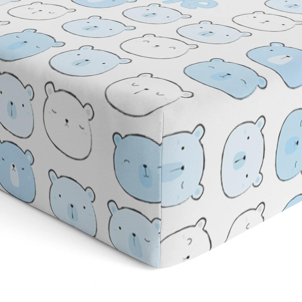 Personalized Cute Baby Boy White & Blue Bears Fitted Crib Sheet - CHILD DECOR LLC