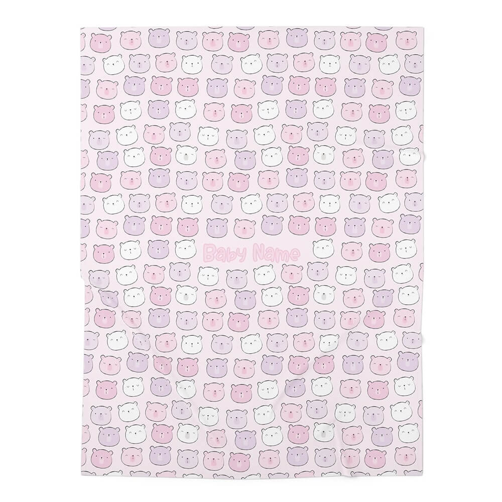 Personalized Cute Baby Girl Pink Bears Swaddle Blanket - CHILD DECOR LLC