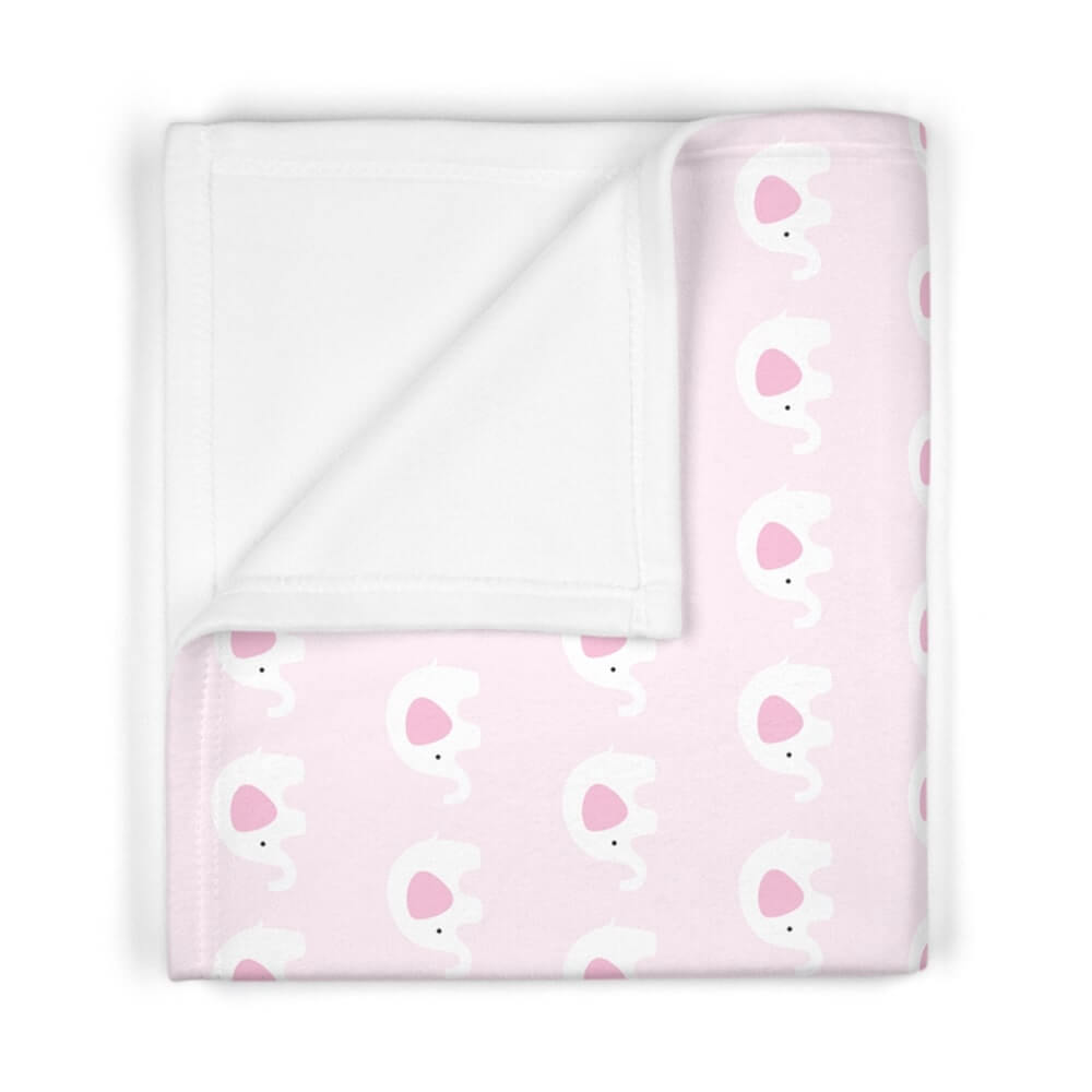 Personalized Cute Baby Girl Pink Elephants Soft Fleece Blanket - CHILD DECOR LLC
