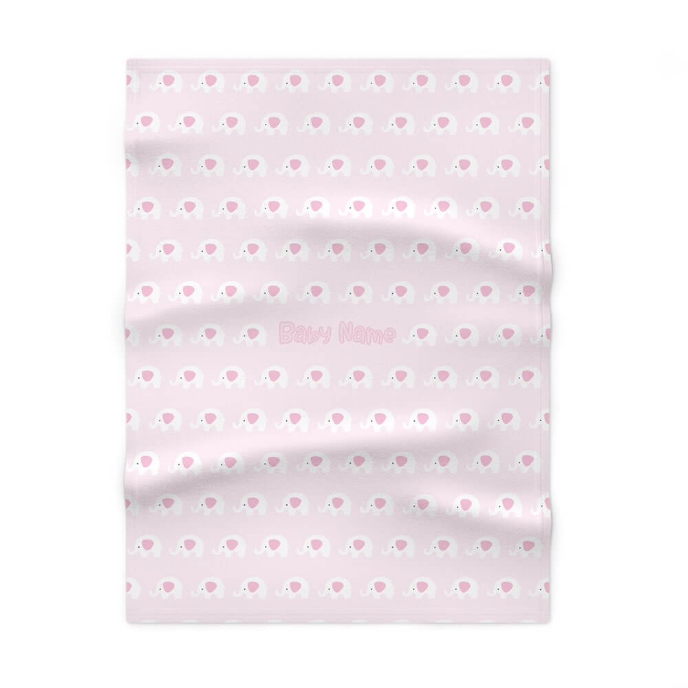 Personalized Cute Baby Girl Pink Elephants Soft Fleece Blanket - CHILD DECOR LLC