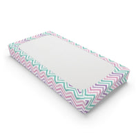 Thumbnail for Personalized Cute Baby Girl Pink Purple Mint Chevron Changing Pad Cover - CHILD DECOR LLC