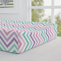 Thumbnail for Personalized Cute Baby Girl Pink Purple Mint Chevron Changing Pad Cover - CHILD DECOR LLC