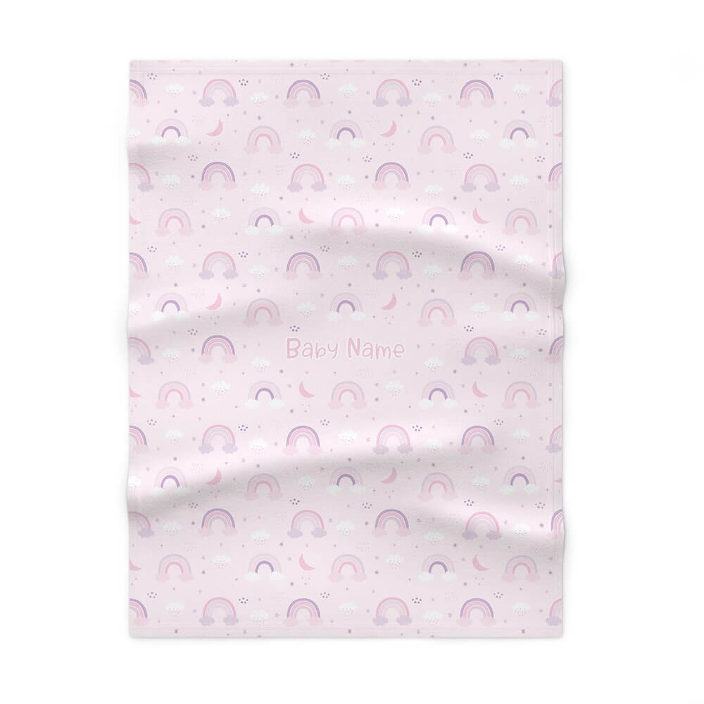 Personalized Cute Baby Girl Pink Rainbows Soft Fleece Blanket - CHILD DECOR LLC