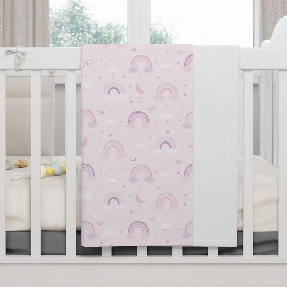 Personalized Cute Baby Girl Pink Rainbows Soft Fleece Blanket - CHILD DECOR LLC