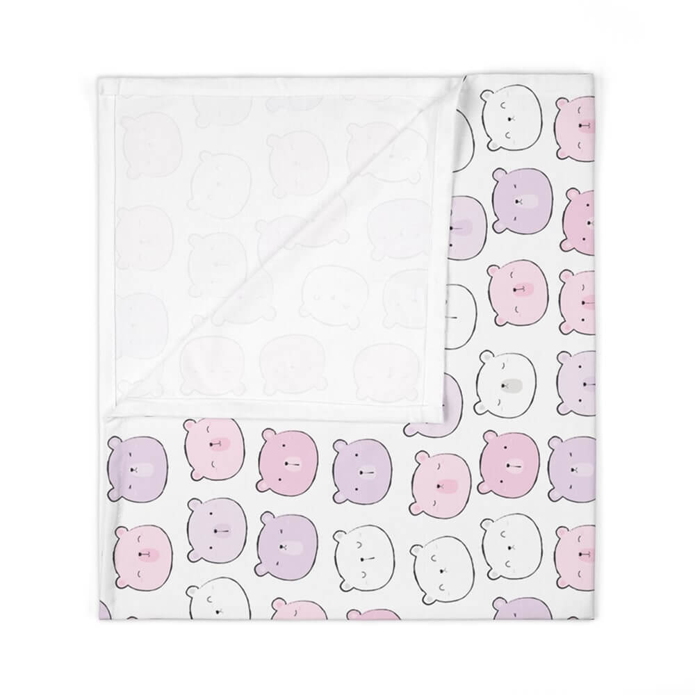 Personalized Cute Baby Girl White & Pink Bears Swaddle Blanket - CHILD DECOR LLC