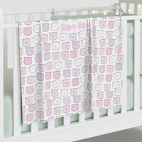 Thumbnail for Personalized Cute Baby Girl White & Pink Bears Swaddle Blanket - CHILD DECOR LLC