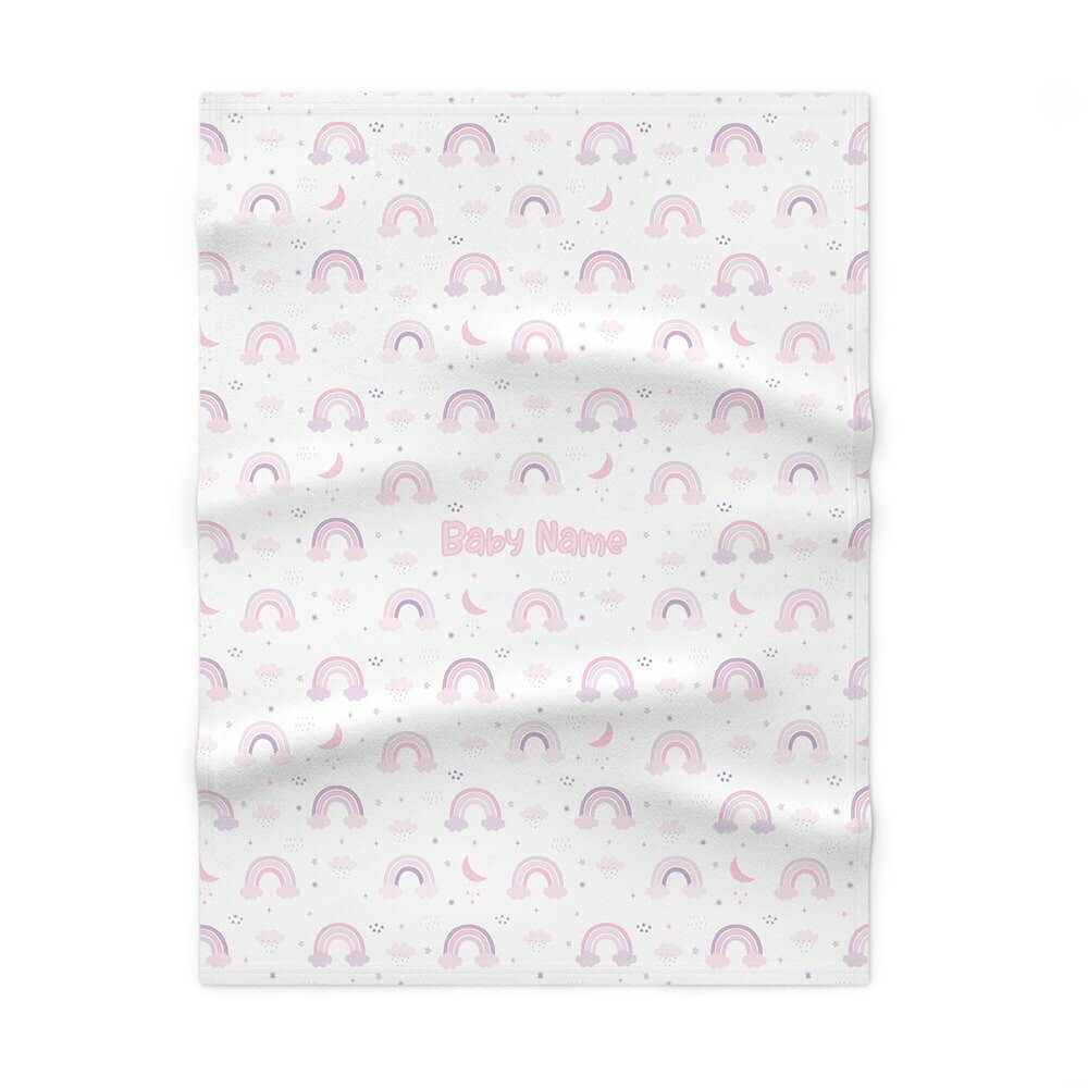 Personalized Cute Baby Girl White & Pink Rainbows Soft Fleece Blanket - CHILD DECOR LLC