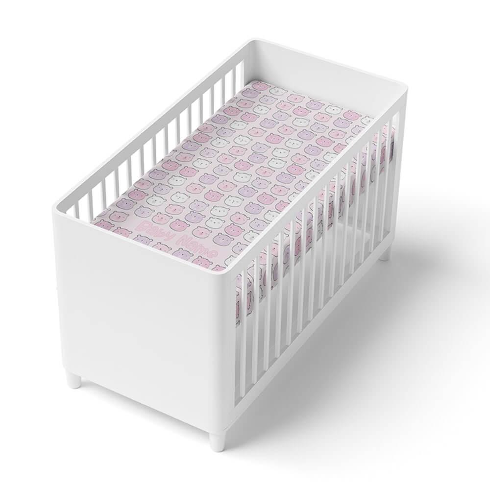 Personalized Cute Baby Girl Pink Bears Fitted Crib Sheet - CHILD DECOR LLC