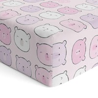 Thumbnail for Personalized Cute Baby Girl Pink Bears Fitted Crib Sheet - CHILD DECOR LLC