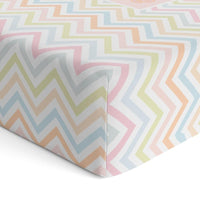 Thumbnail for Personalized Cute Baby Girl Pale Pink Blue Green Chevron Fitted Crib Sheet - CHILD DECOR LLC