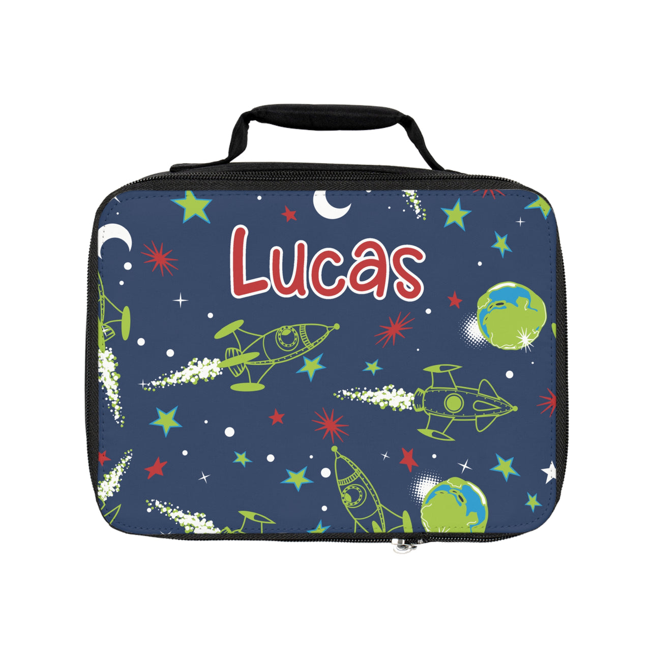 Personalized 4pcs Kids Space Ships Back to School Boys Bundle: Back Pack + Lunch Box + Water Bottle + Pencil Case (Save Extra 15% in bundle) - CHILD DECOR LLC